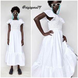 NWT, ZARA, CROCHETED LINEN BLEND DRESS